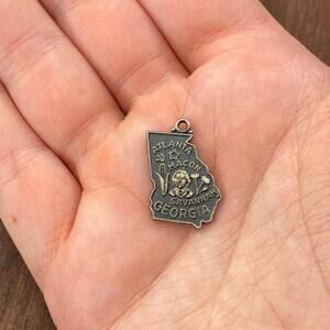 Vintage JMF 925 Sterling Silver "Georgia" State Map Pendant Bracelet Charm